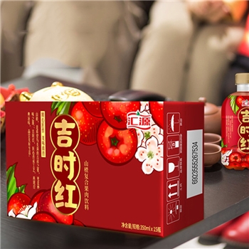 汇源果汁吉时红山楂饮料一箱（350ml*15瓶）
